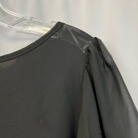 Lily White Womens Blouse Black 3/4 Sleeve Scoop Neck Sheer Lace USA M - Picture 9 of 10